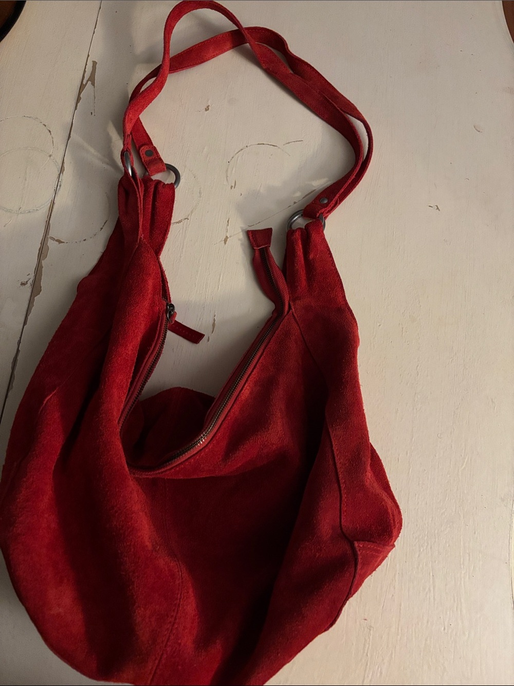 Red Suede Hobo Shoulder Bag - Women Free People - Picture 6 of 6